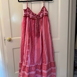 Pink and Red Patterned Maxi Dress